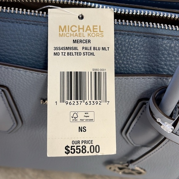 Michael Kors Mercer Medium Top Sip Color-Block Belted Satchel Crossbody Purse MK - Picture 15 of 16